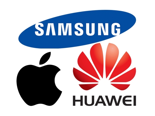 Image of Samsung, Apple and Huawei logos from digitalstreets